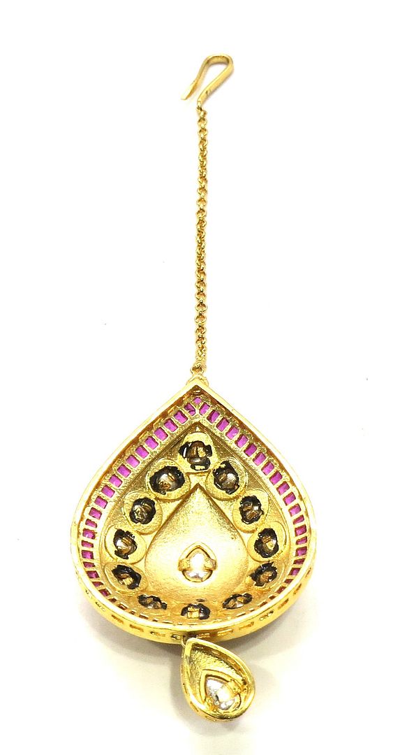 Jewelshingar Jewellery Gold Plated Kundan Maangtikka For Women ( 91863MTK )