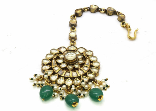 Jewelshingar Jewellery Gold Plated Kundan Maangtikka For Women ( 91869MTK )