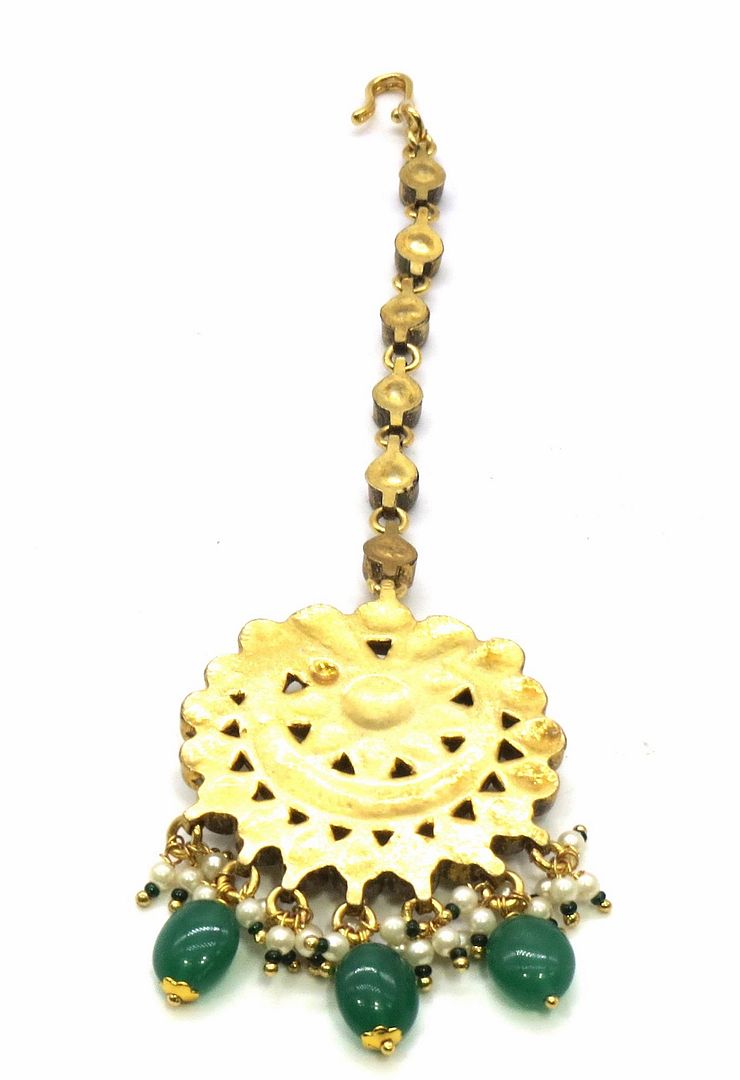 Jewelshingar Jewellery Gold Plated Kundan Maangtikka For Women ( 91869MTK )