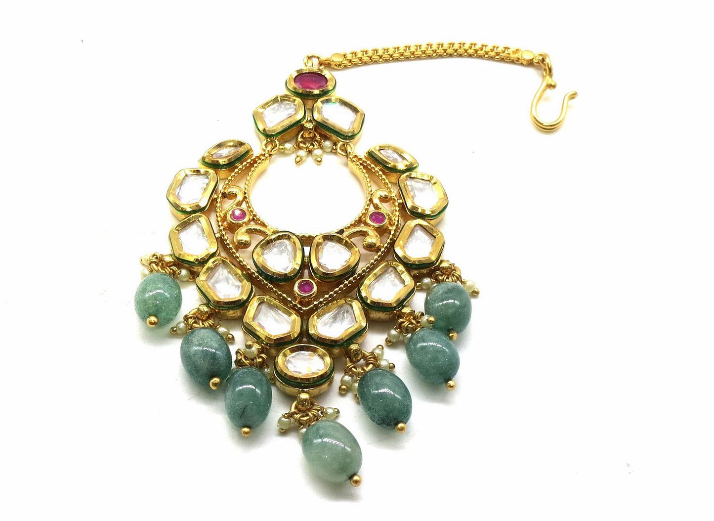 Jewelshingar Jewellery Gold Plated Kundan Maangtikka For Women ( 91875MTK )