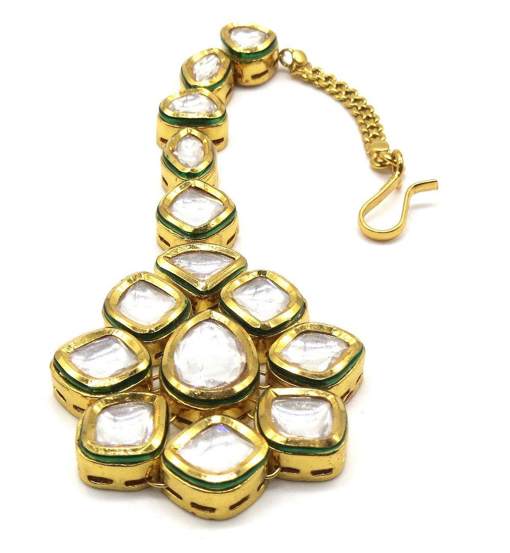 Jewelshingar Jewellery Gold Plated Kundan Maangtikka For Women ( 91888MTK )