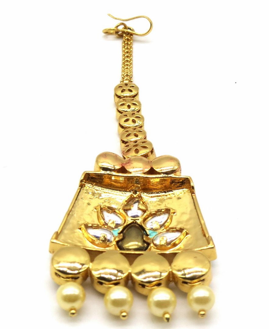 Jewelshingar Jewellery Gold Plated Kundan Maangtikka For Women ( 91894MTK )