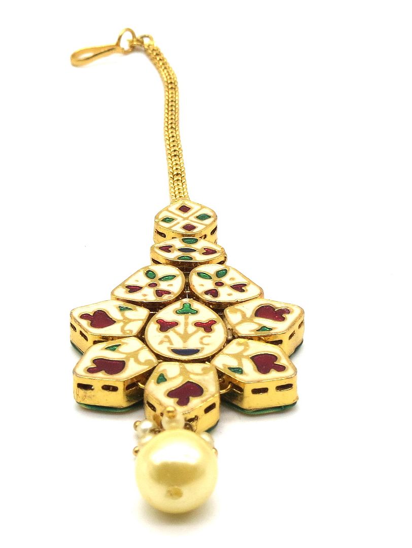 Jewelshingar Jewellery Gold Plated Kundan Maangtikka For Women ( 91899MTK )