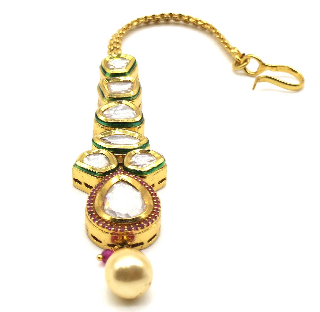 Jewelshingar Jewellery Gold Plated Kundan Maangtikka For Women ( 91909MTK )