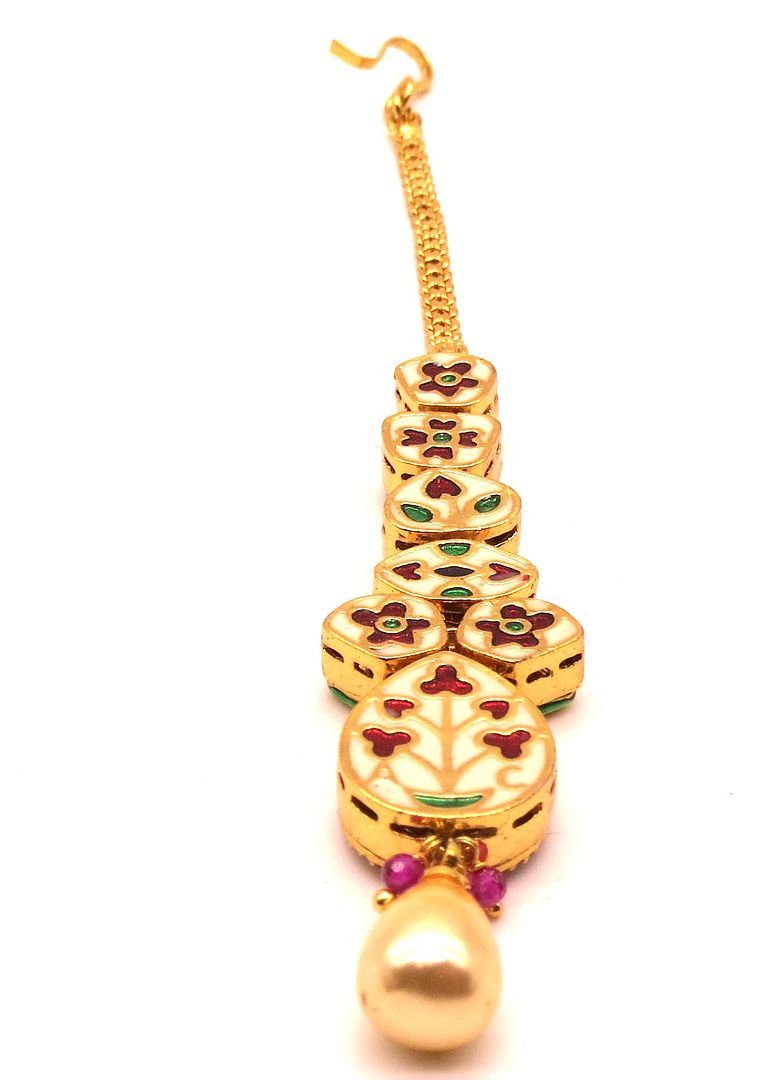 Jewelshingar Jewellery Gold Plated Kundan Maangtikka For Women ( 91909MTK )