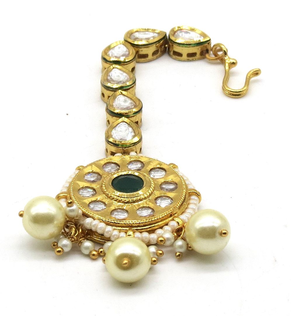 Jewelshingar Jewellery Gold Plated Kundan Maangtikka For Women ( 91924MTK )