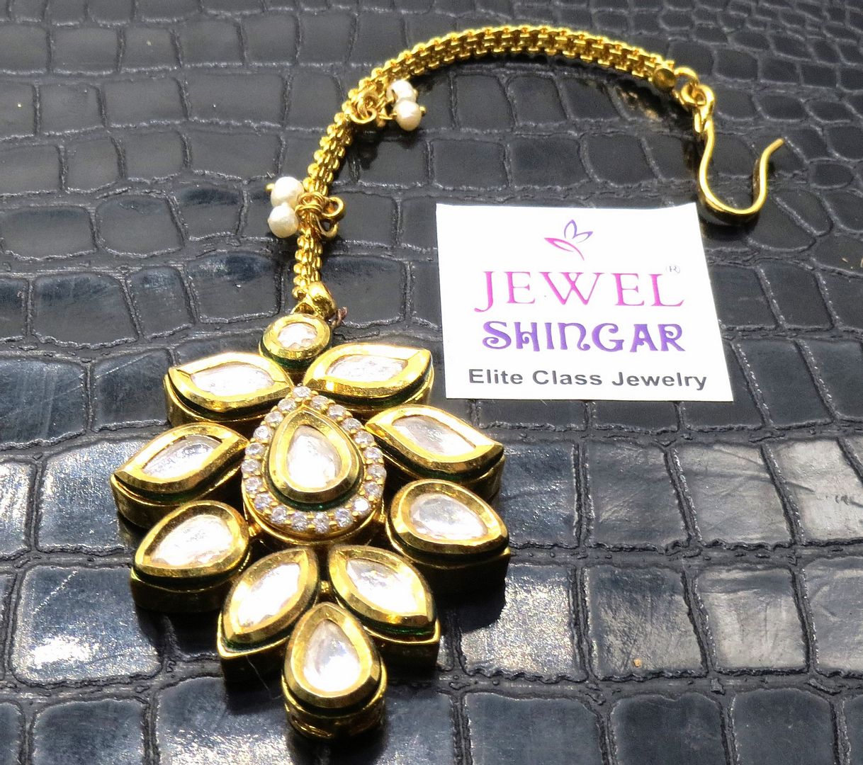 Jewelshingar Jewellery Gold Plated Kundan Maangtikka For Women ( 91944MTK )