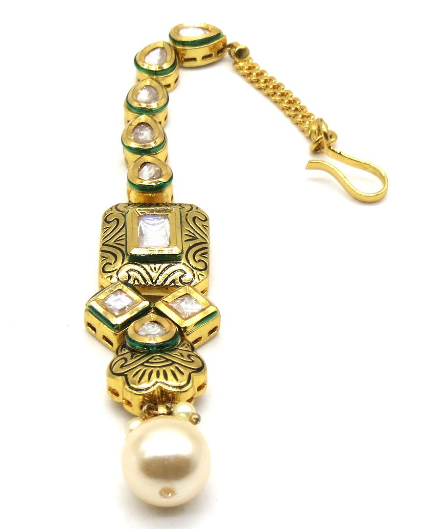 Jewelshingar Jewellery Gold Plated Kundan Maangtikka For Women ( 91955MTK )