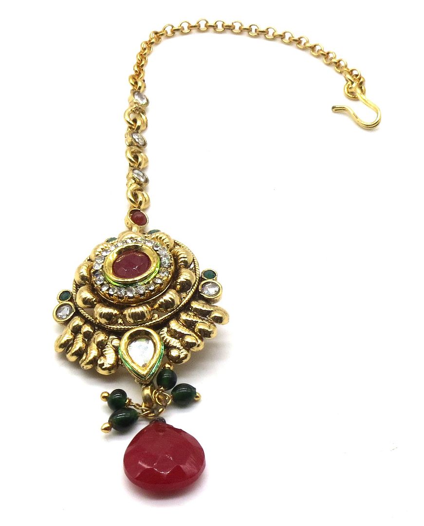 Jewelshingar Jewellery Gold Plated Polki Maangtikka For Women ( 91999MTP )