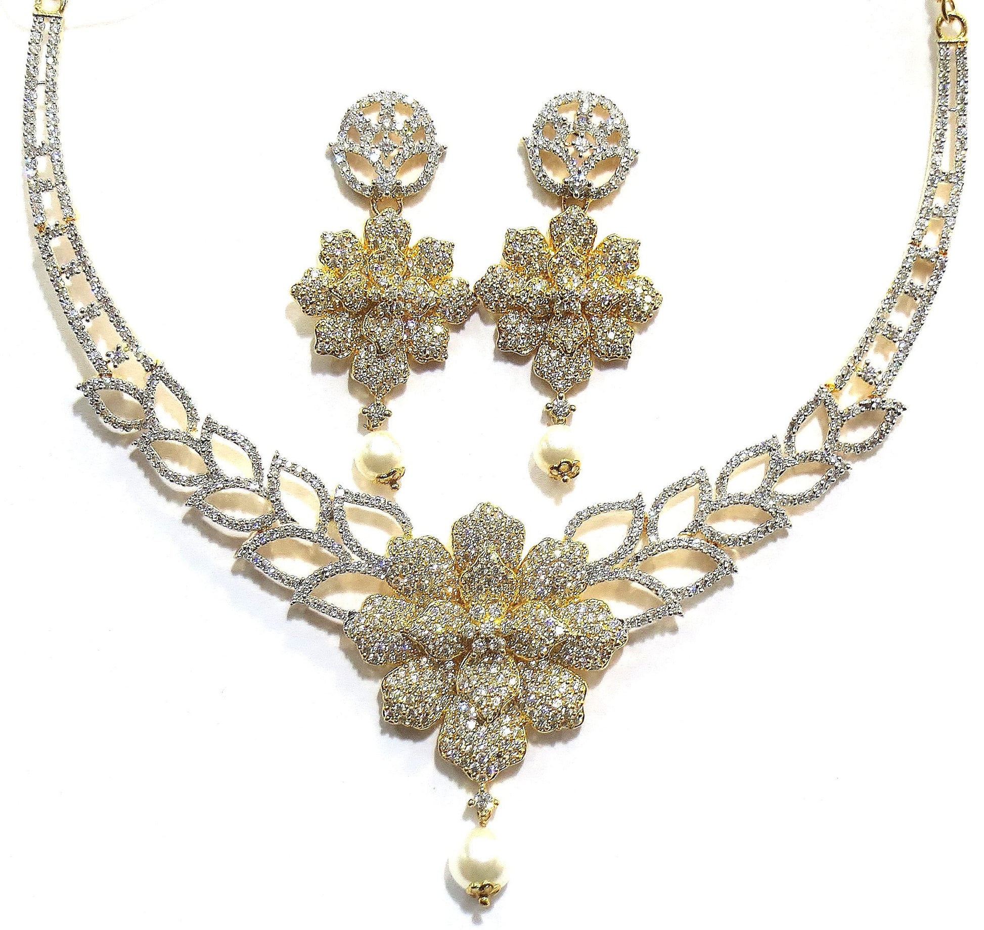 Jewelshingar Women's Latest New Cubic Zirconia Necklace Set Jewellery ( 6322-nad-a ) - JEWELSHINGAR