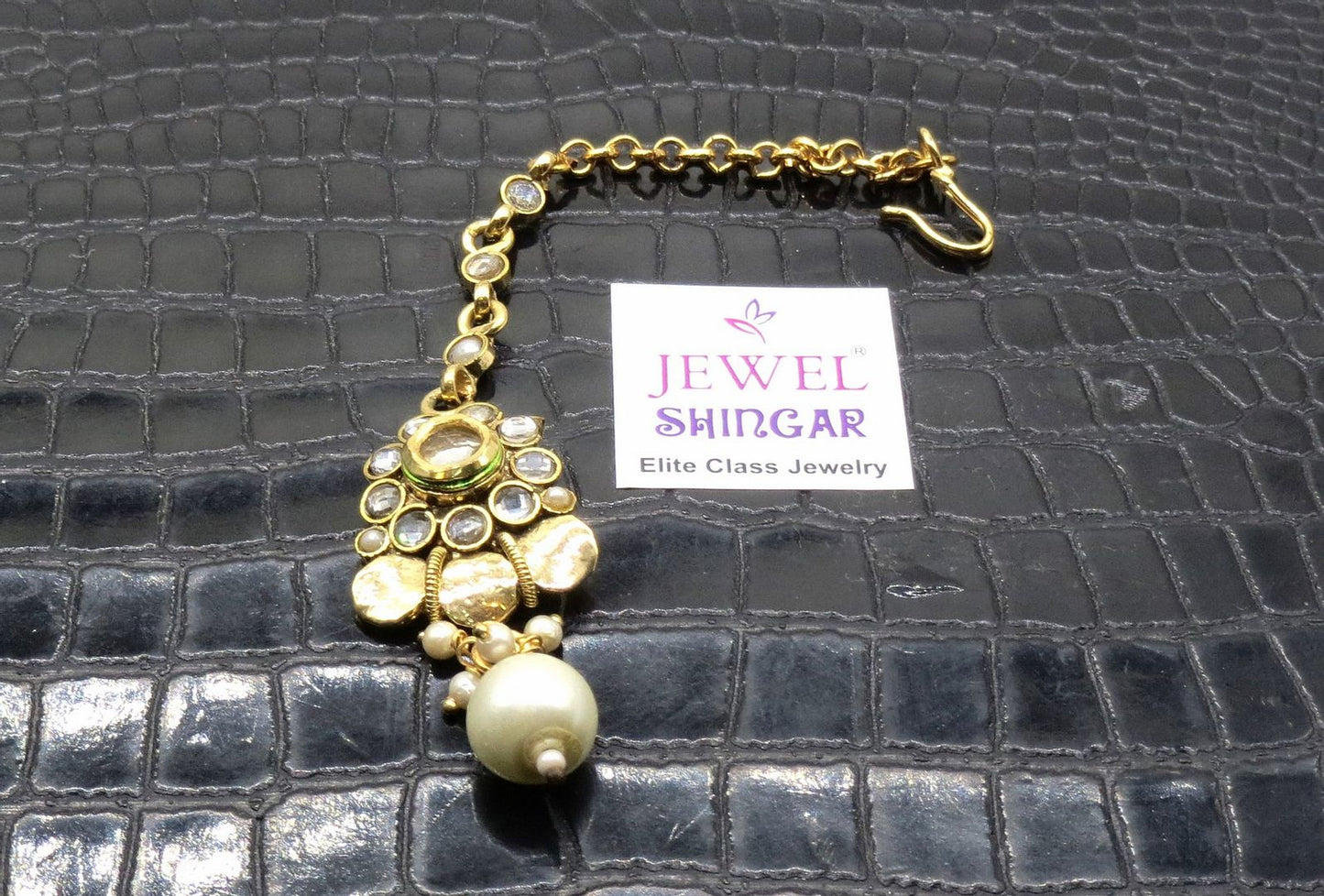 Jewelshingar Jewellery Gold Plated Polki Maangtikka For Women ( 92030MTP )