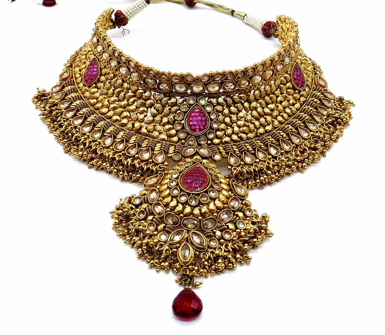 Jewelshingar Jewellery Antique Plated Semi Bridal Choker Necklace With Earrings And Maangtikka For Women ( 92035NEM )
