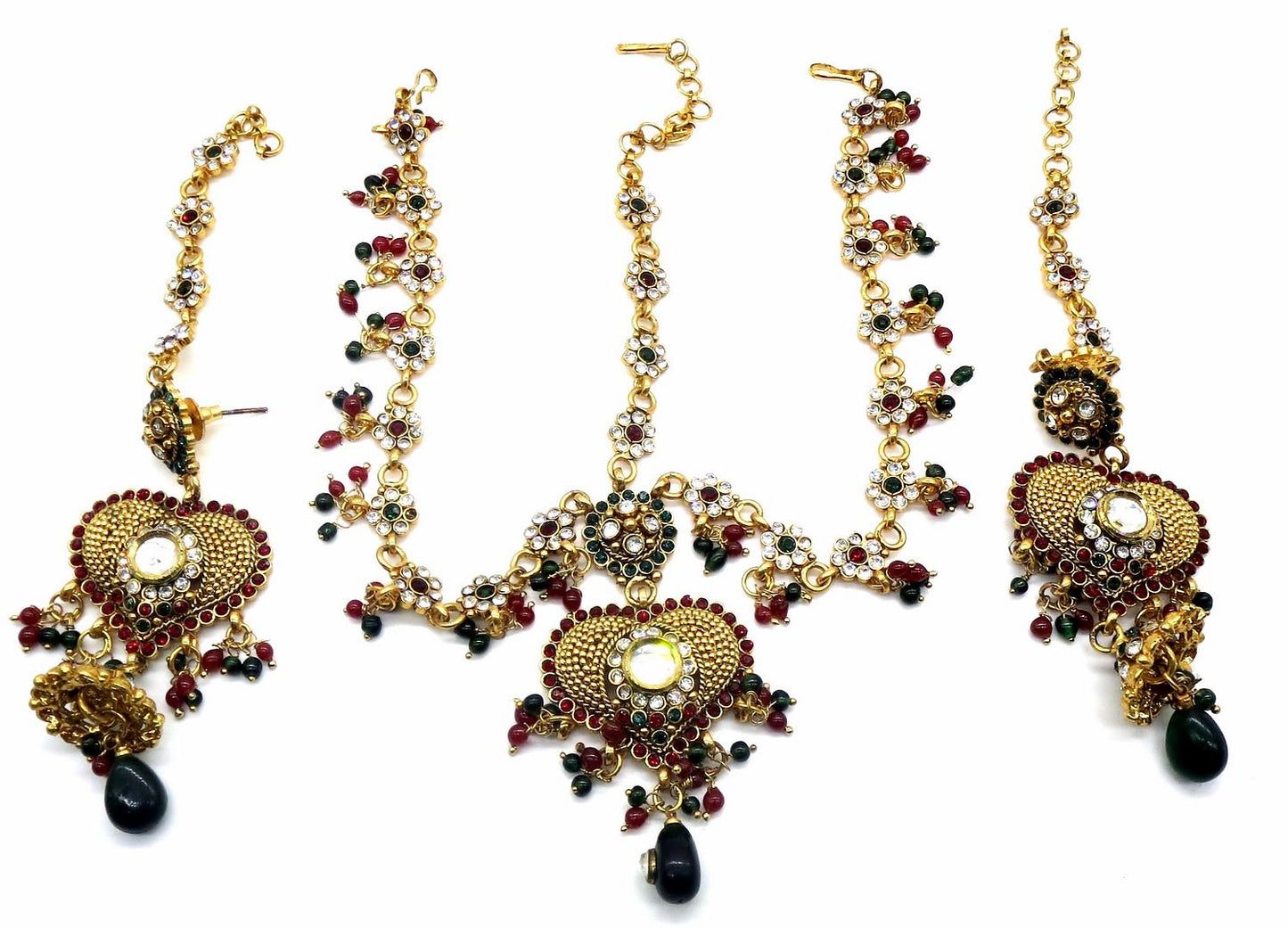 Jewelshingar Jewellery Antique Plated Semi Bridal Choker Necklace With Earrings And Maangtikka For Women ( 92053NEM )