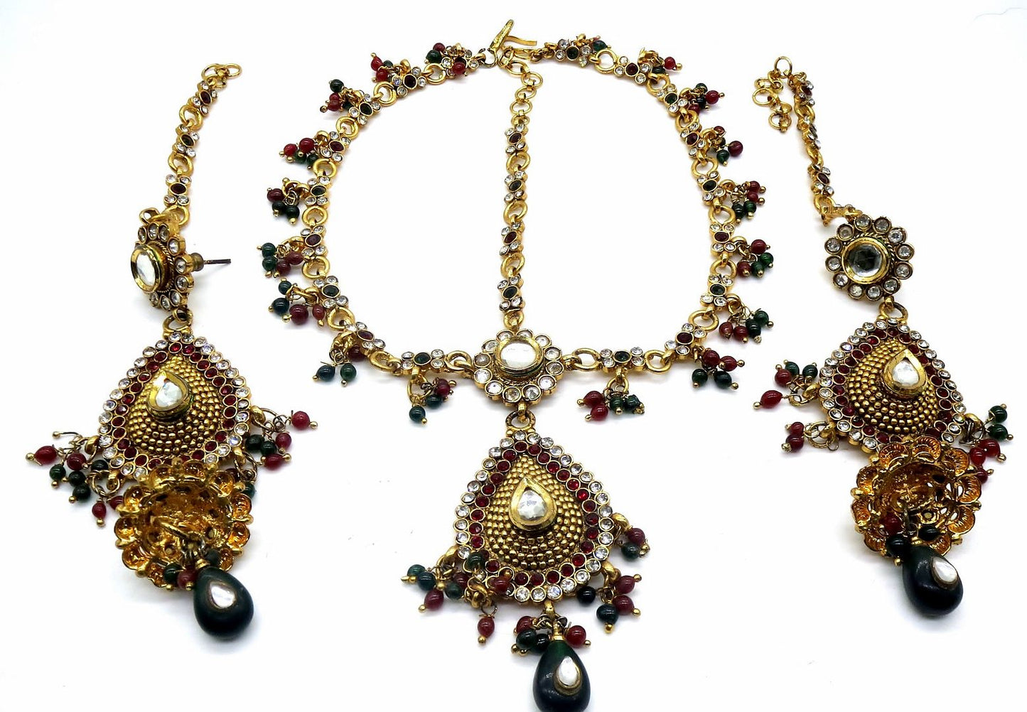 Jewelshingar Jewellery Antique Plated Semi Bridal Choker Necklace With Earrings And Maangtikka For Women ( 92061NEM )