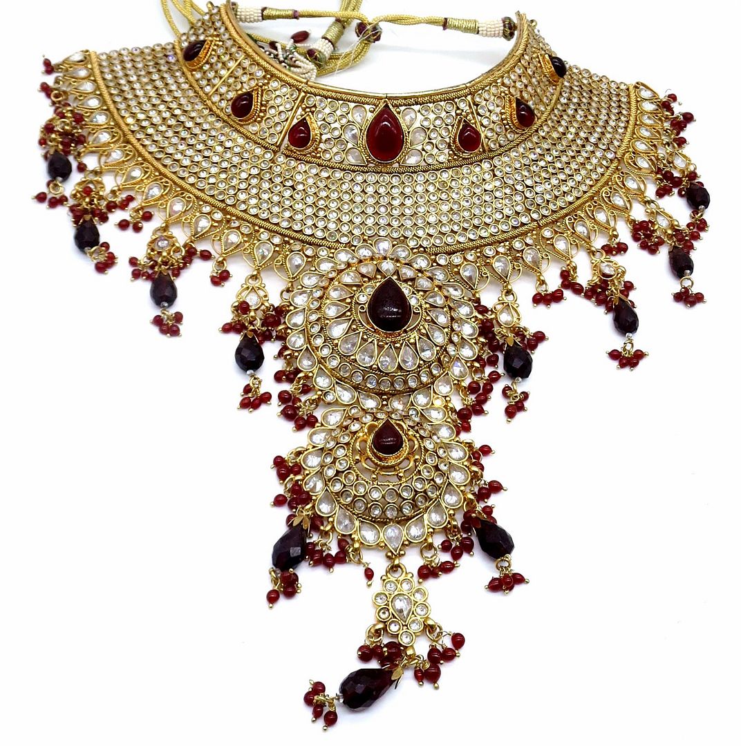 Jewelshingar Jewellery Antique Plated Semi Bridal Choker Necklace With Earrings And Maangtikka For Women ( 92103NEM )