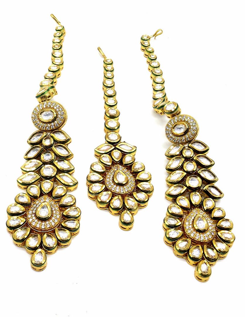 Jewelshingar Jewellery Gold Plated Semi Bridal Choker Necklace With Earrings And Maangtikka For Women ( 92139NEM )