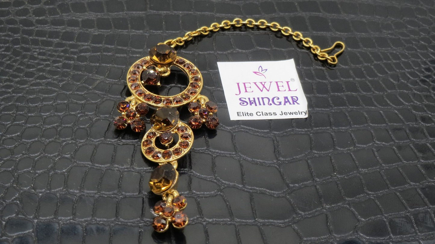 Jewelshingar Jewellery Gold Plated Zircon Maangtikka For Women ( 92245MTZ )
