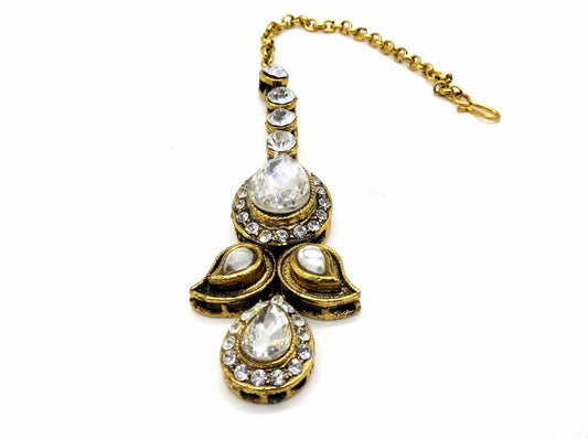 Jewelshingar Jewellery Gold Plated Zircon Maangtikka For Women ( 92288MTZ )