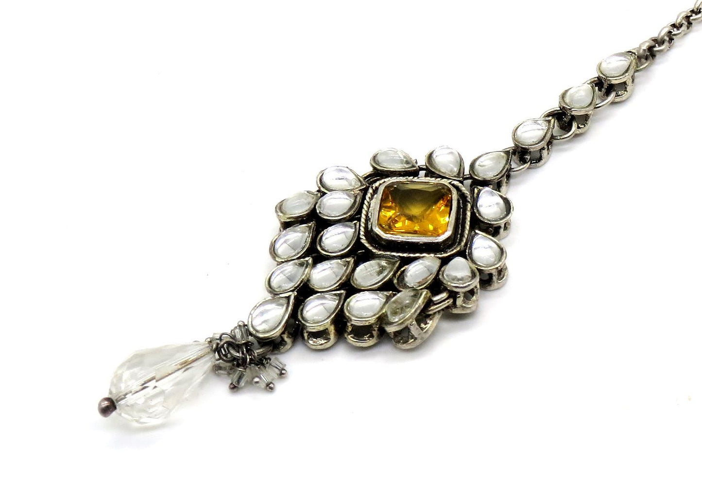 Jewelshingar Jewellery Silver Plated Zircon Maangtikka For Women ( 92319MTZ )