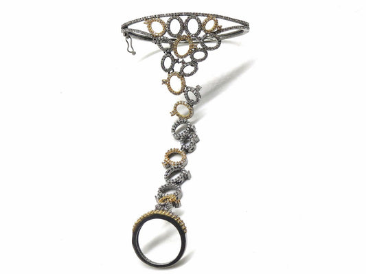 Jewelshingar Jewellery Victorian Plated Hathphool For Women ( 92524CBH )