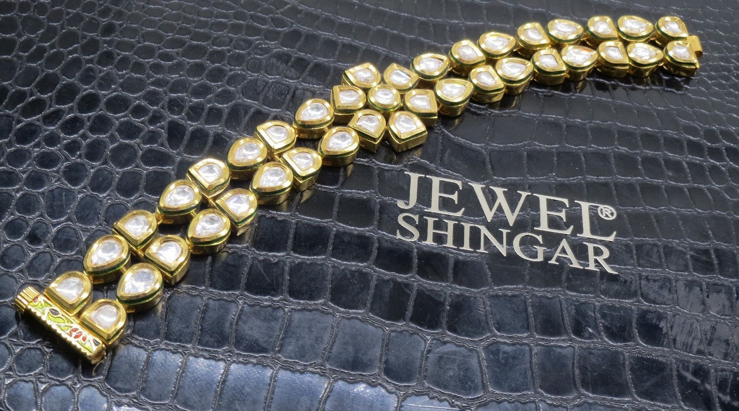Jewelshingar Jewellery Gold Plated Kundan Bracelet For Women ( 92576CBK )