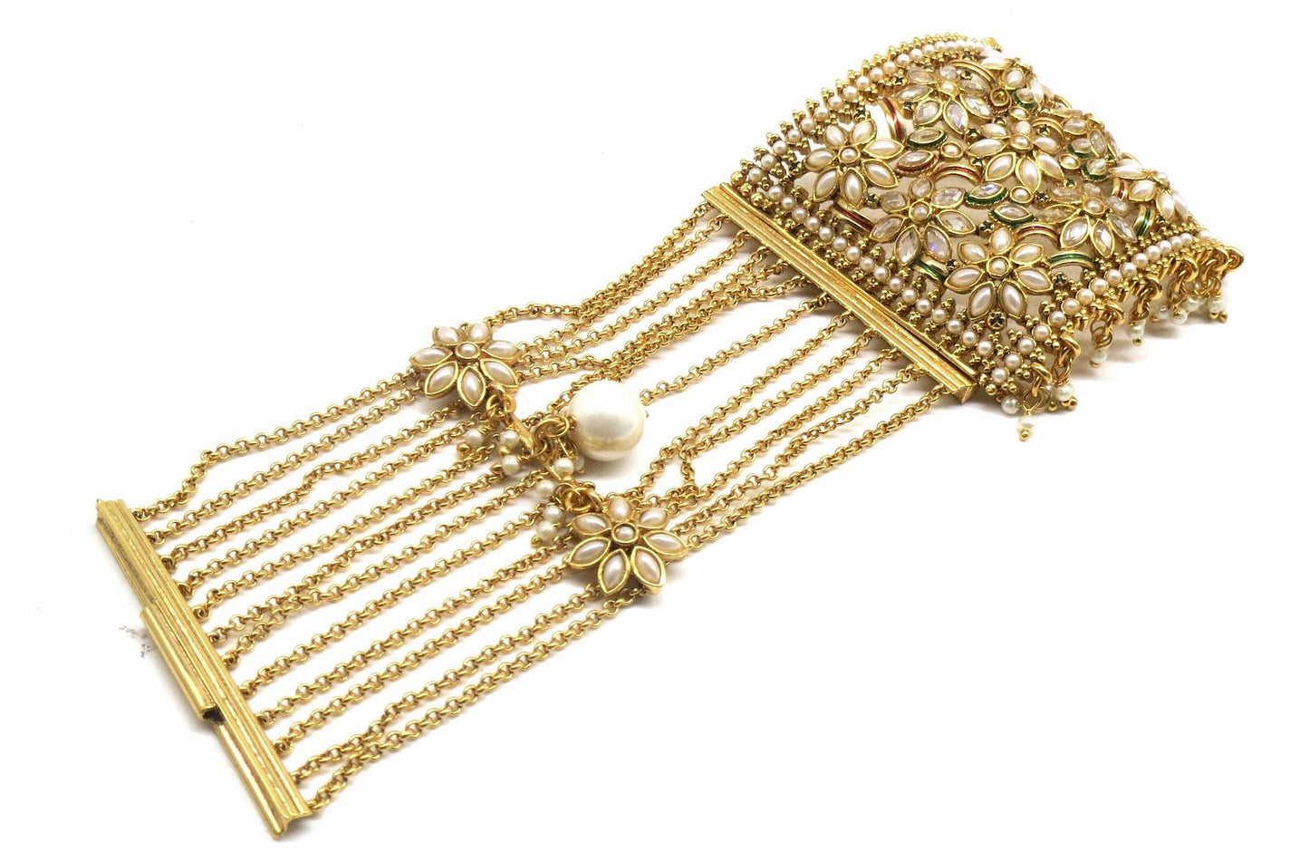 Jewelshingar Jewellery Gold Plated Kundan Bracelet For Women ( 92591CBP )