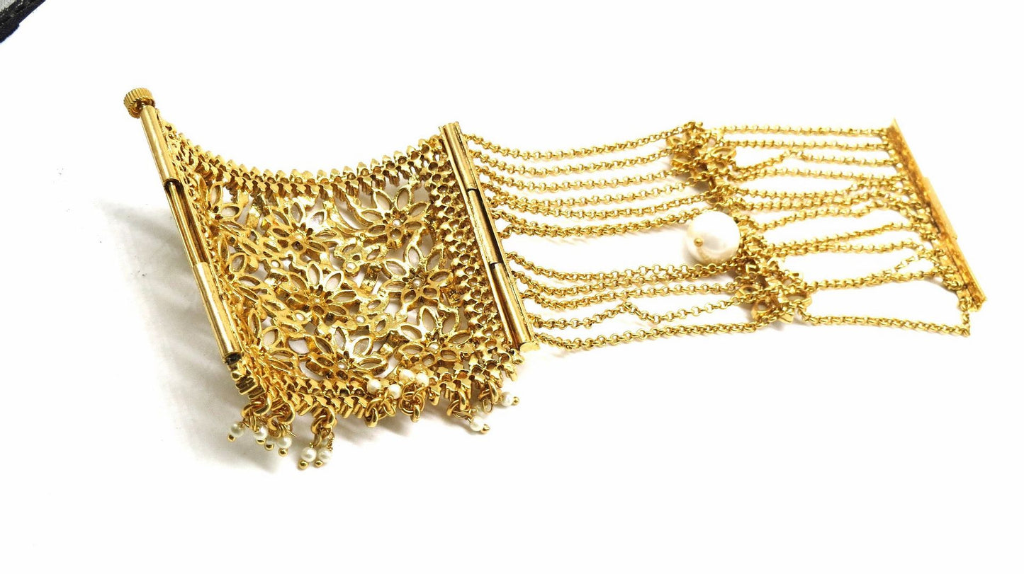 Jewelshingar Jewellery Silver Gold Plated Diamond Bracelet For Women ( 92661CBD )