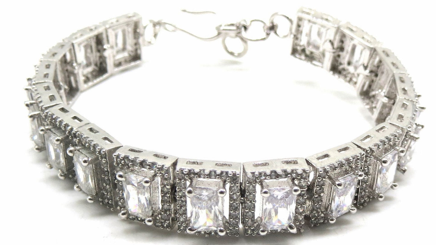 Jewelshingar Jewellery Silver Plated Diamond Bracelet For Women ( 92620CBD )