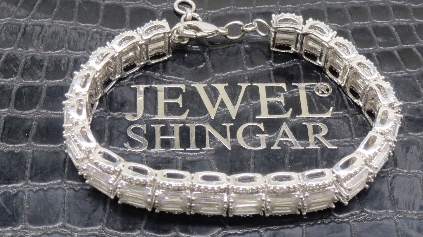 Jewelshingar Jewellery Silver Plated Diamond Bracelet For Women ( 92625CBD )