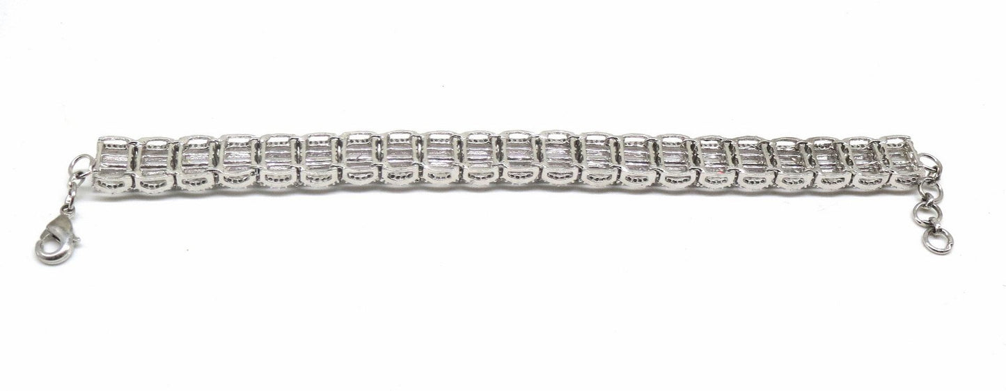 Jewelshingar Jewellery Silver Plated Diamond Bracelet For Women ( 92625CBD )