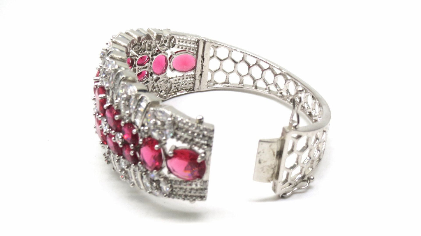 Jewelshingar Jewellery Silver Plated Diamond Bracelet For Women ( 92690BCD )