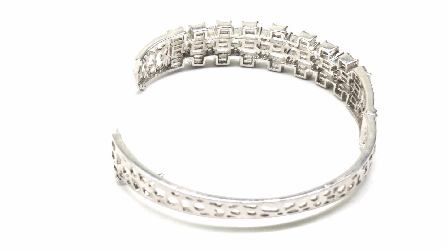 Jewelshingar Jewellery Silver Plated Diamond Bracelet For Women ( 92766BCD )