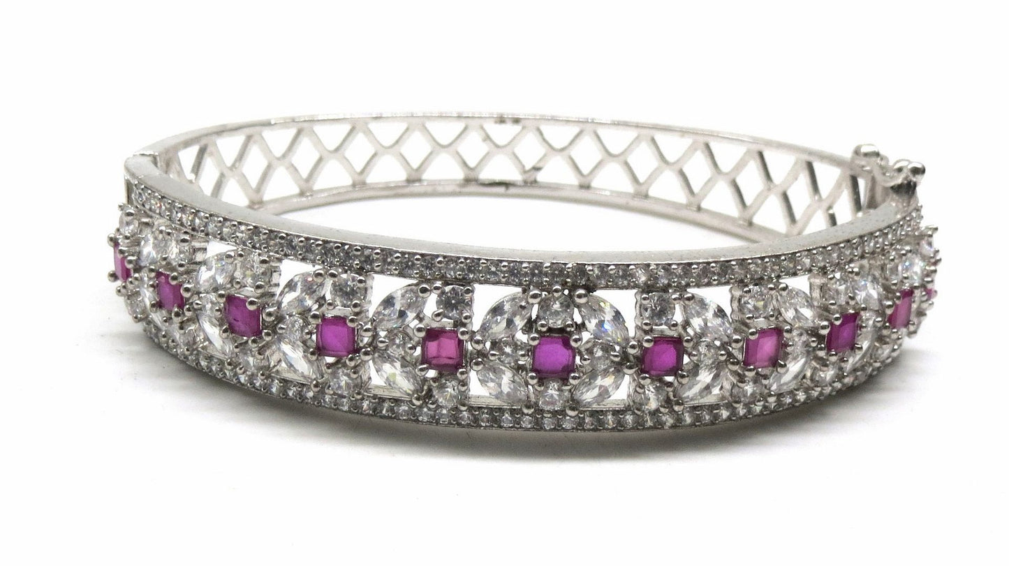 Jewelshingar Jewellery Silver Plated Diamond Bracelet For Women ( 92771BCD )