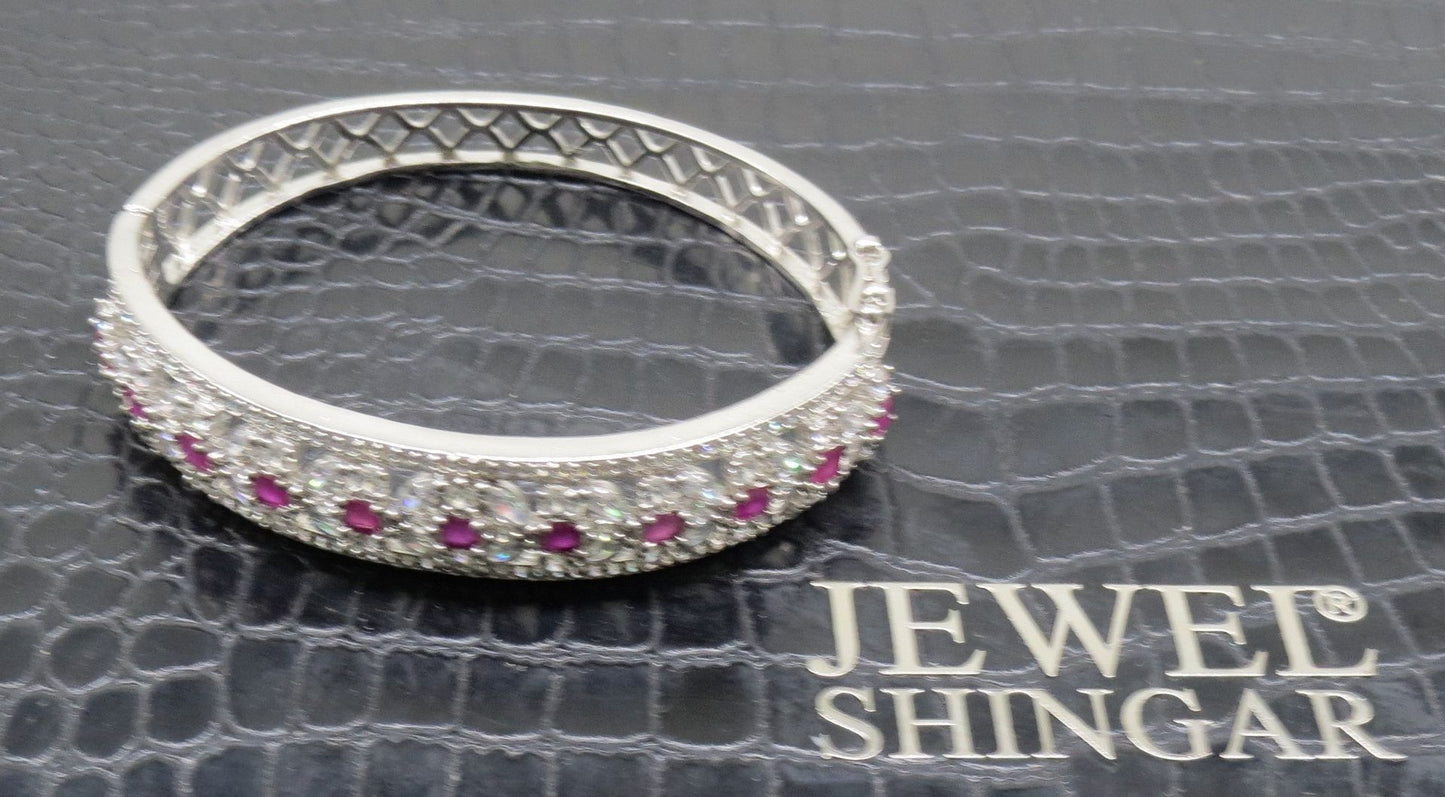 Jewelshingar Jewellery Silver Plated Diamond Bracelet For Women ( 92771BCD )