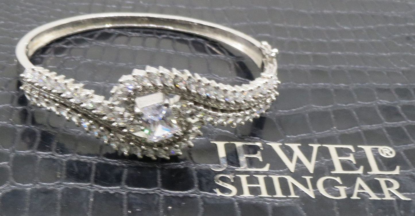 Jewelshingar Jewellery Silver Plated Diamond Bracelet For Women ( 92781BCD )