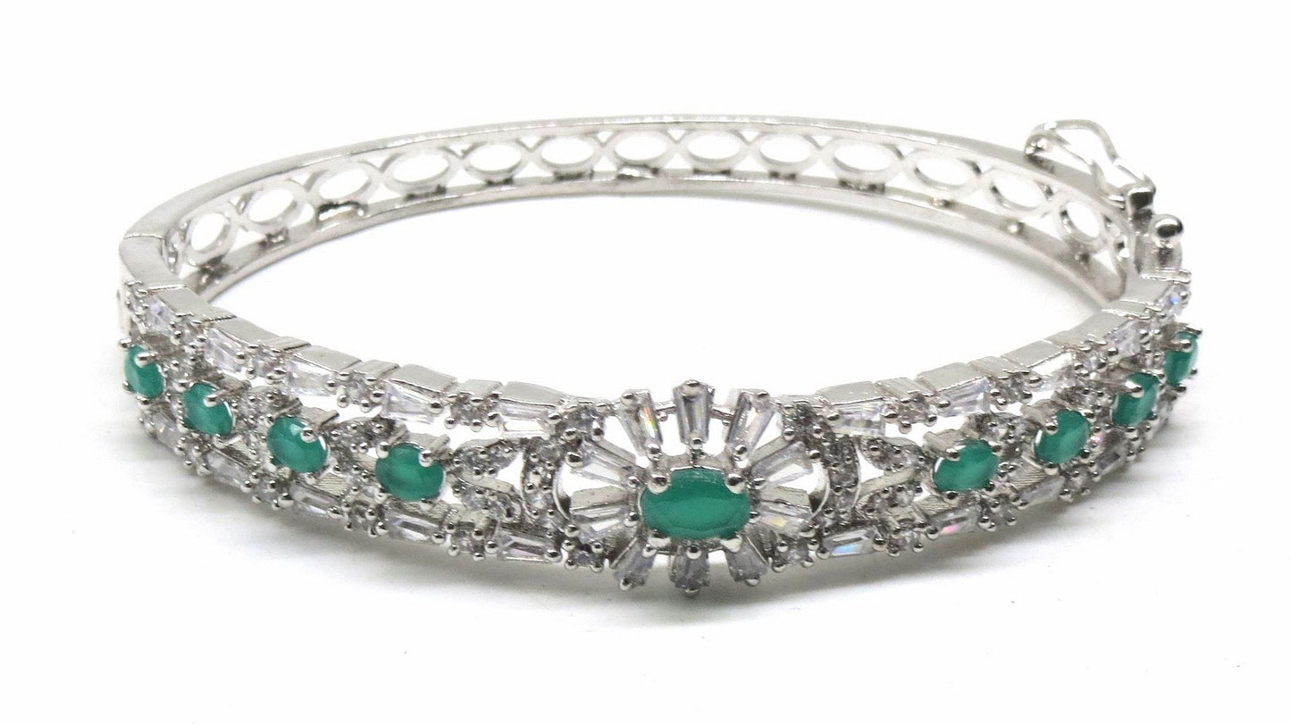 Jewelshingar Jewellery Silver Plated Diamond Bracelet For Women ( 92796BCD )
