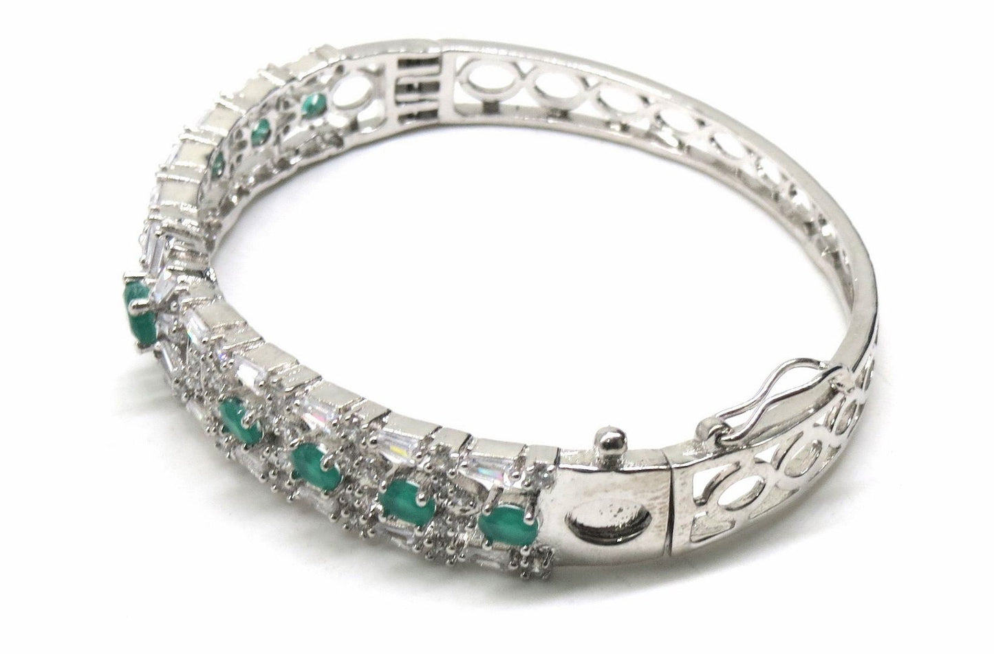 Jewelshingar Jewellery Silver Plated Diamond Bracelet For Women ( 92796BCD )