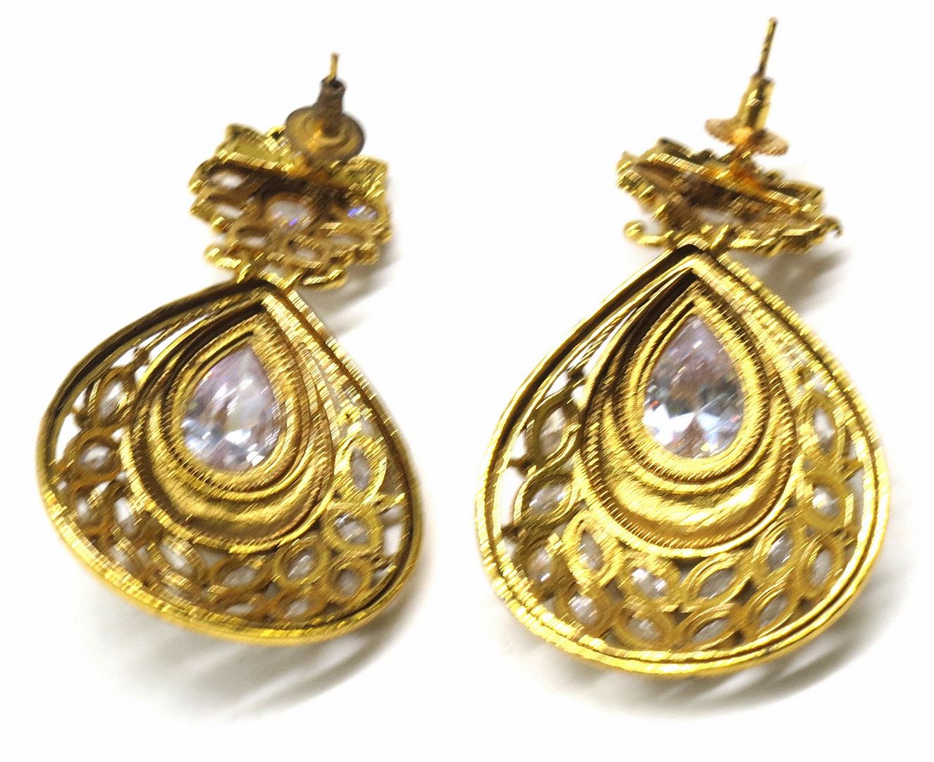 Jewelshingar Jewellery Gold Plated Polki Kundan Earrings For Women ( 92831PED )