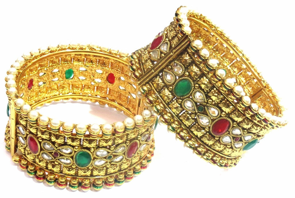 Jewelshingar Antique Gold plated Bangles Set For Women Jewellery ( 9285-m-so-pair-rp-2.4 ) - JEWELSHINGAR
