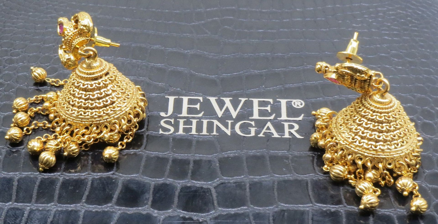 Jewelshingar Jewellery Gold Plated Polki Kundan Earrings For Women ( 92866PEJ )