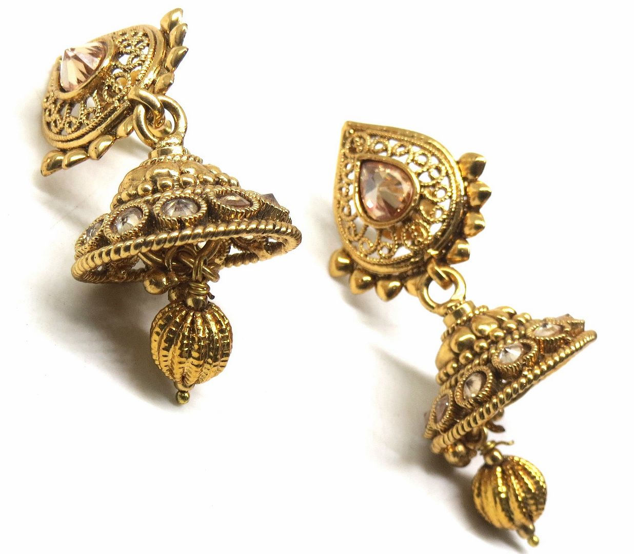 Jewelshingar Jewellery Antique Plated Polki Kundan Earrings For Women ( 92886PEJ )