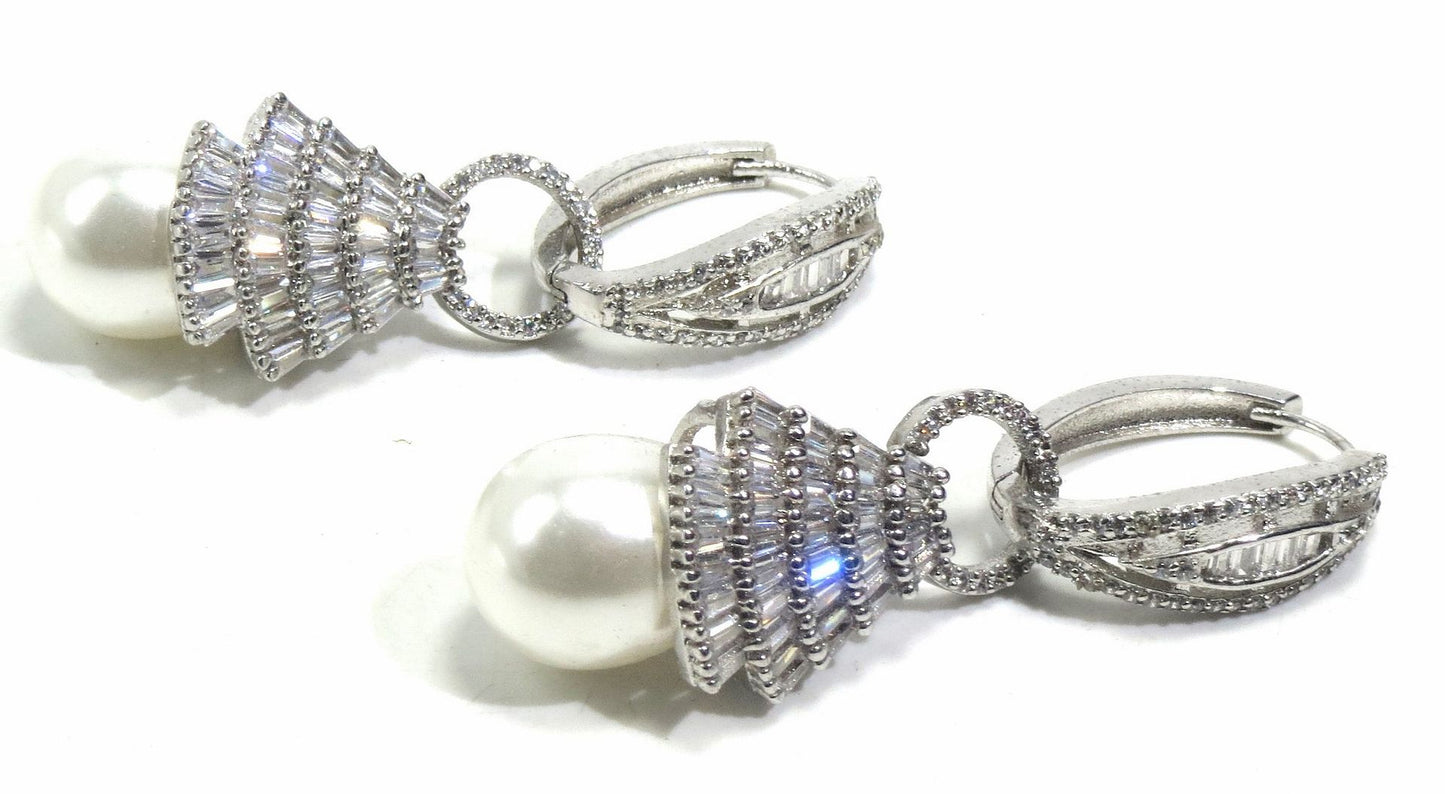 Jewelshingar Jewellery Silver Plated Diamond Earrings For Women ( 92966EAD )