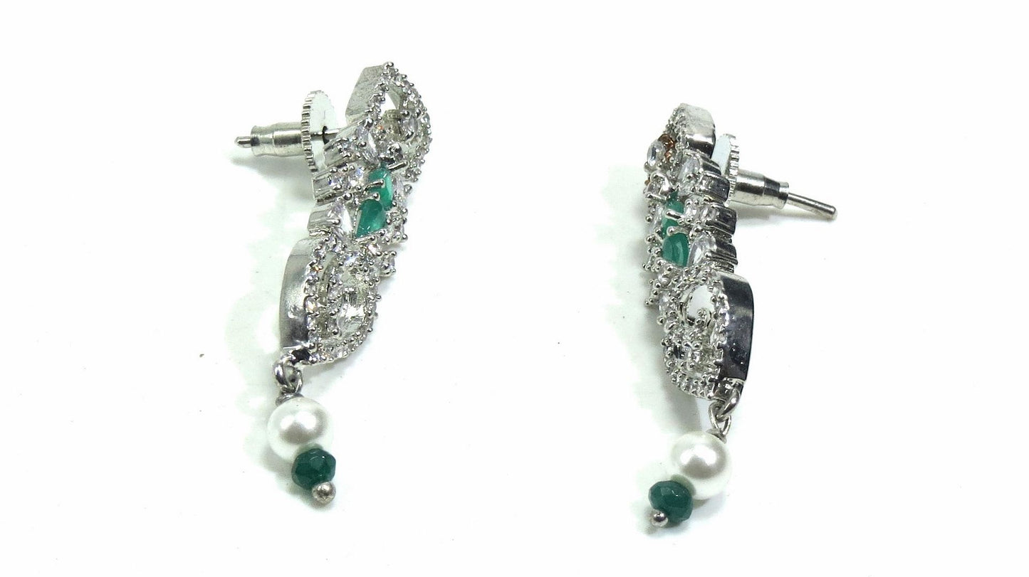 Jewelshingar Jewellery Silver Plated Diamond Earrings For Women ( 92994EAD )