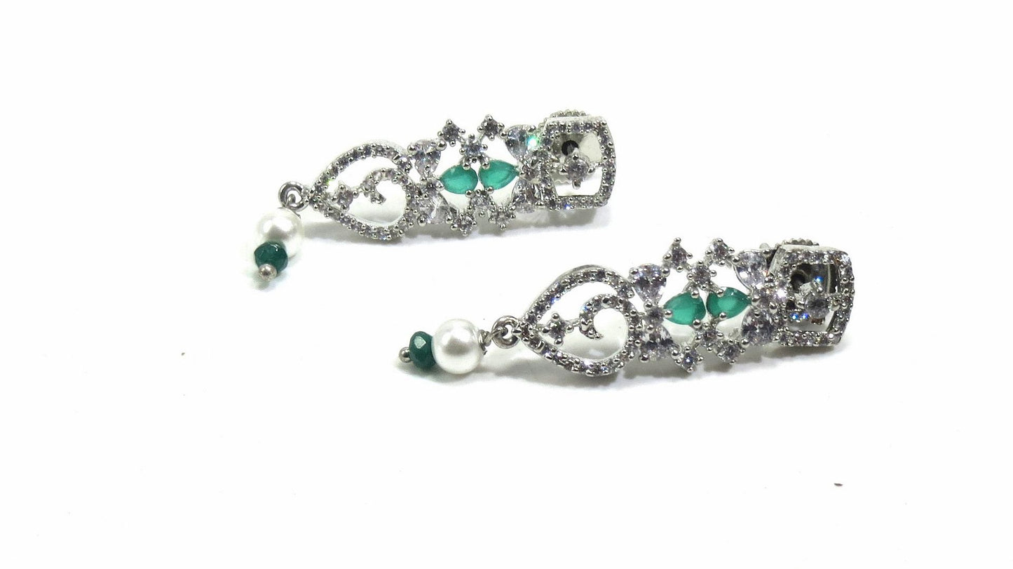 Jewelshingar Jewellery Silver Plated Diamond Earrings For Women ( 92994EAD )