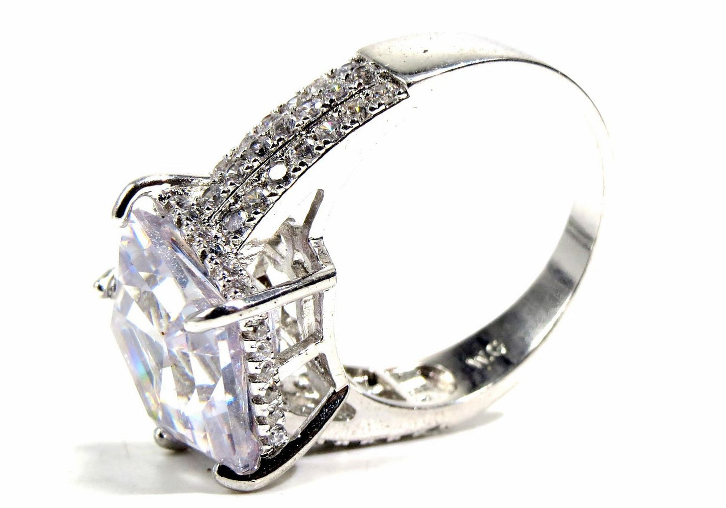 Jewelshingar Jewellery American Diamond Clear Colour Size 17 Silver Plated  Ring For Girls ( 93079RIN )