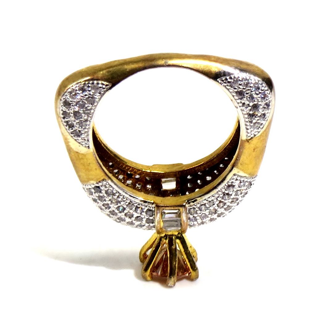 Jewelshingar Jewellery American Diamond Brown Colour Size 18 Gold Plated  Ring For Girls ( 93129RIN )