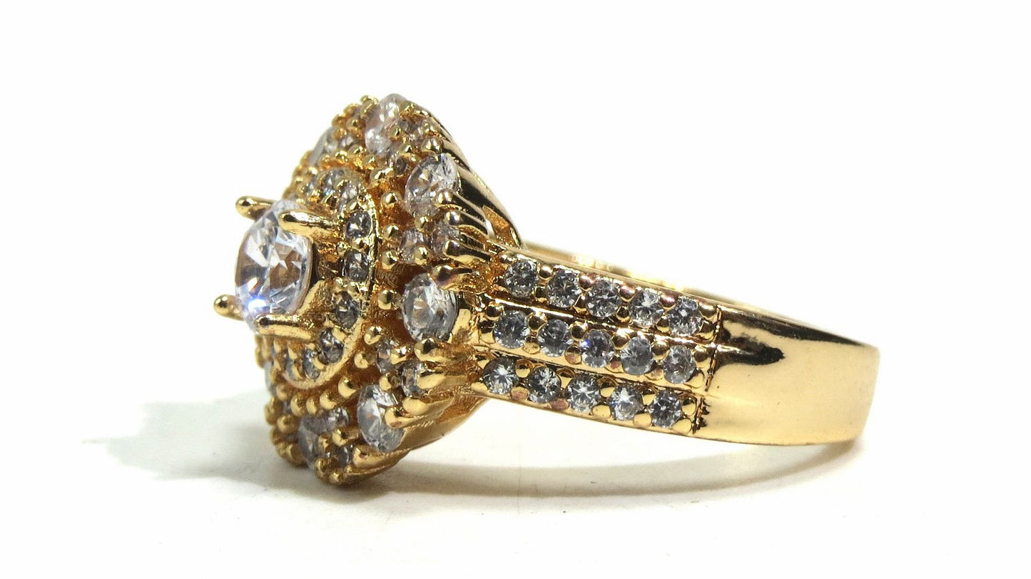 Jewelshingar Jewellery American Diamond Clear Colour Size 14 Gold Plated  Ring For Girls ( 93228RIN )