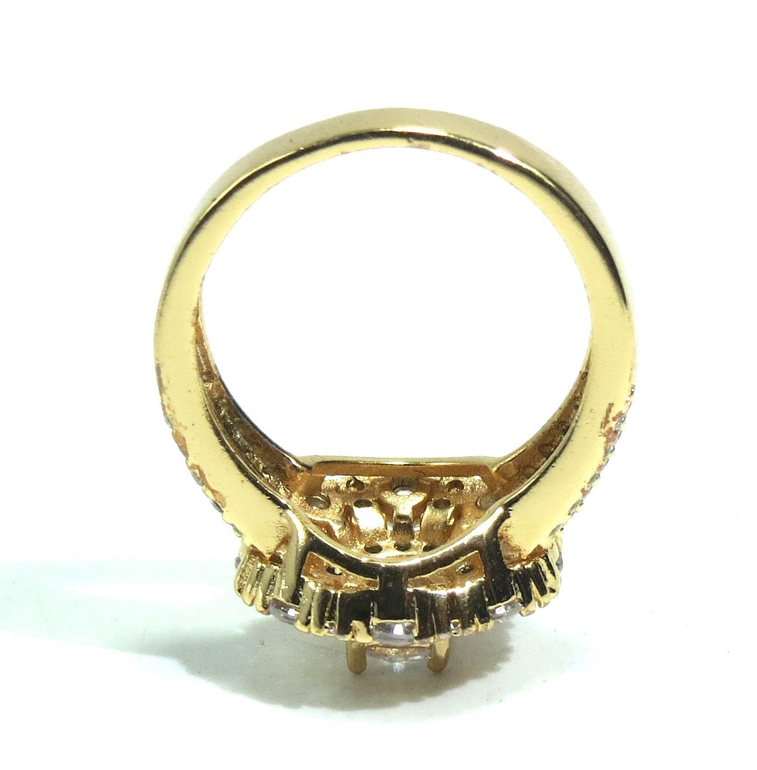 Jewelshingar Jewellery American Diamond Clear Colour Size 14 Gold Plated  Ring For Girls ( 93228RIN )