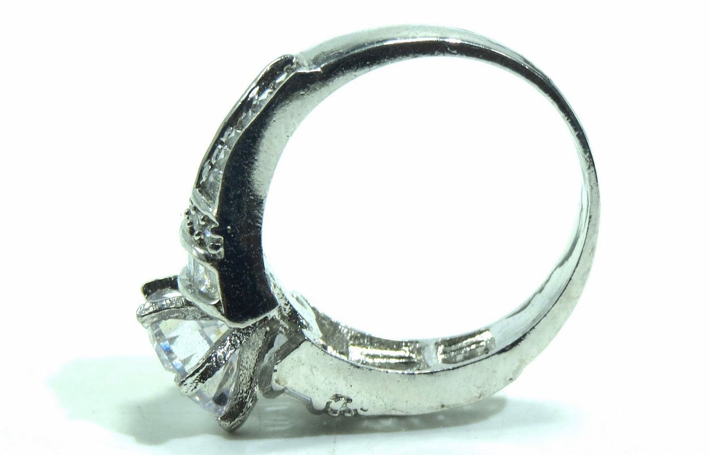 Jewelshingar Jewellery American Diamond Clear Colour Size 18 Silver Plated  Ring For Girls ( 93268RIN )