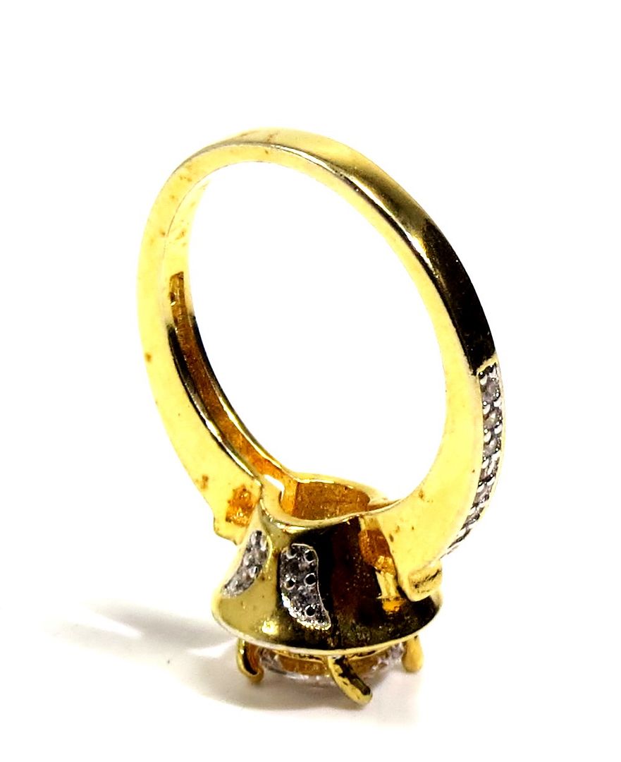 Jewelshingar Jewellery American Diamond Clear Colour Size 11 Gold Plated  Ring For Girls ( 93343RIN )